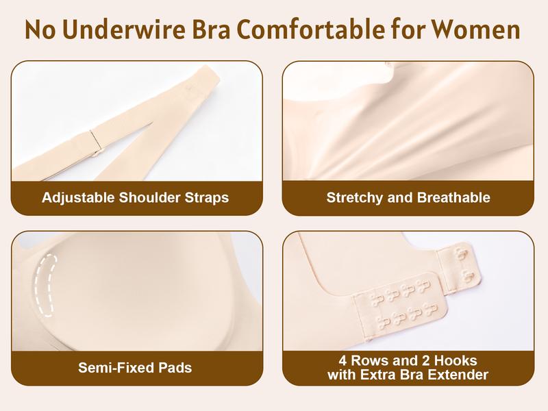 Jelly Wireless Womens Comfortable Wireless Bras Push Up Bralettes Seamless Tshirts Bras Deep V Everyday Bras Jelly Wireless Womens Comfortable Wireless Bras Push Up Bralettes Seamless Tshirts Bras Deep V Everyday Bras