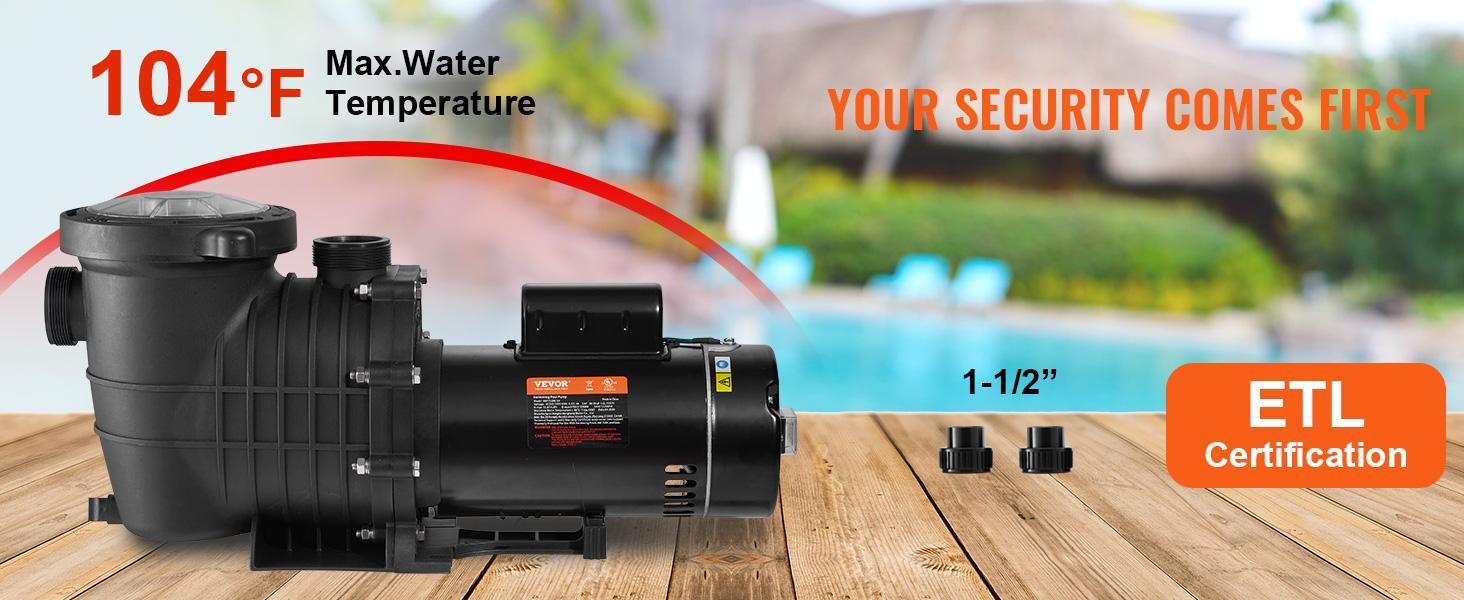 VEVOR Pool Pump 2.0HP 230V, Variable Dual Speed Pumps 1500W, 5520 GPH Max Flow, Powerful Self-priming Swimming Pool Motor for Above Ground Pool, w/ Strainer Filter Basket, ETL Certification