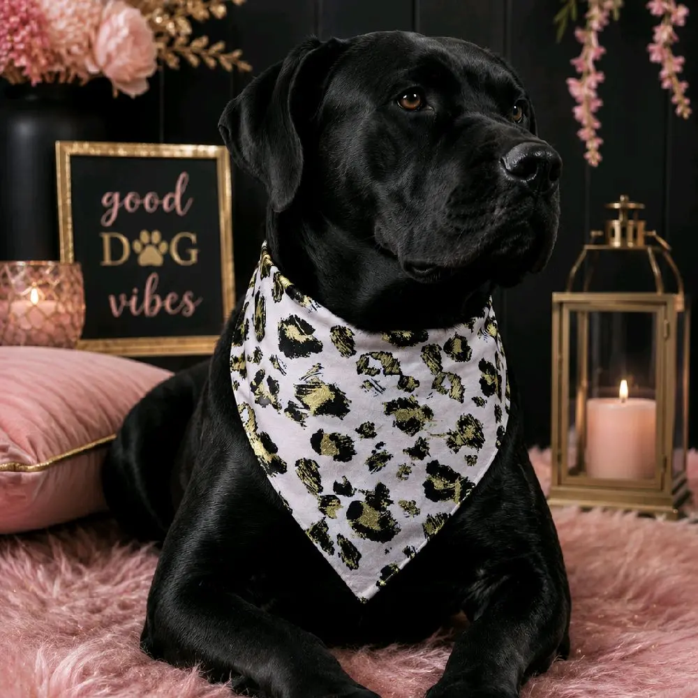 Leopard Print - Handmade Over the Collar Pet Bandana. Pet Accessories, Dog Bandana- XS Sm Med Lg Xl.