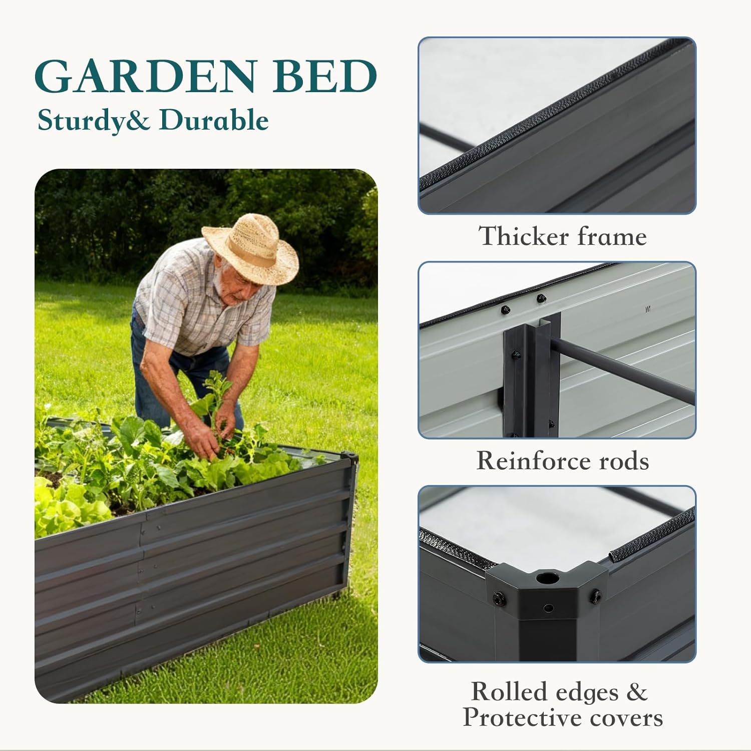 Metal Raised Garden Bed 6x3x2ft, Galvanized Outdoor Planter Box with Open Bottom, Heavy-Duty Raised Garden Beds for Vegetables, Flowers & Herbs