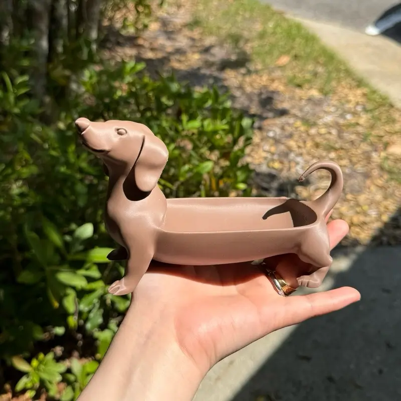 3D Printed Dachshund Trinket Tray, Cute Dog-Shaped Jewelry Organizer for Small Accessories