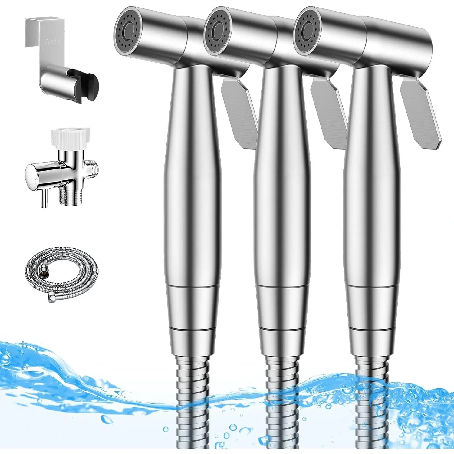 Handheld Bidet Sprayer for Toilet - 7/8" Stainless Steel Adjustable Pressure Wall Mount Bidet Faucet Diaper Sprayer Set with Hose Attachment, Modern Bathroom Cleaning Tool to Save Toilet Paper, Adjustable Flow