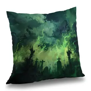 MWW C1PC1818DOBH4H 18 x 18 in. Reaching Hell - Green Polyester Twill Throw Pillow for Home Decor