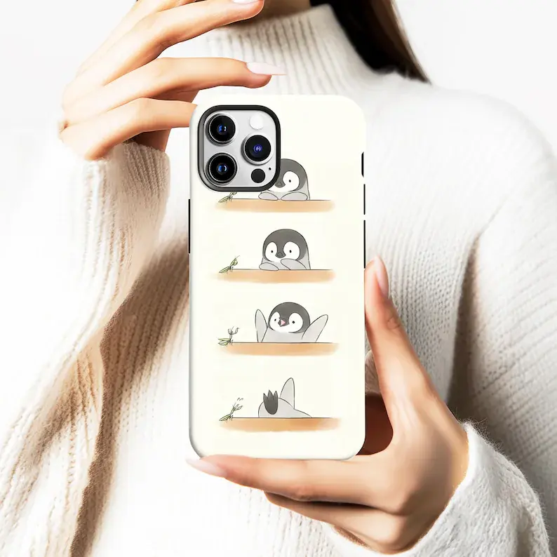 Fun Penguin Phone Case, Cute Animal Cartoon Cover for iPhone 17 16 15 14 13  12 11 - TikTok Shop