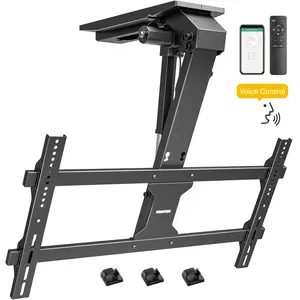 monTEK Motorized Ceiling TV Mount with Remote for 37-86 Inch TVs, Electric TV Mount Motorized Drop Down for Flat and Pitched Roof,Holds up to 99 lbs, 4X Load Tested, App and Voice Control