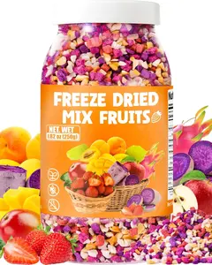 Freeze Dried Mixed Fruit Snack 8.82oz – Crunchy Strawberry, Mango, Apple, Peach, Dragon Fruit & Purple Sweet Potato, Natural Fruit Mix for Smoothies, Yogurt, Baking & Family Snacks
