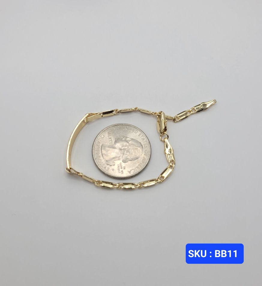 Bracelet for Babies & Small Kids Chain 6 Inches 5mm Plate 3mm Laminated Gold No Engraving Comfortable Fit Daily Wear Jewelry