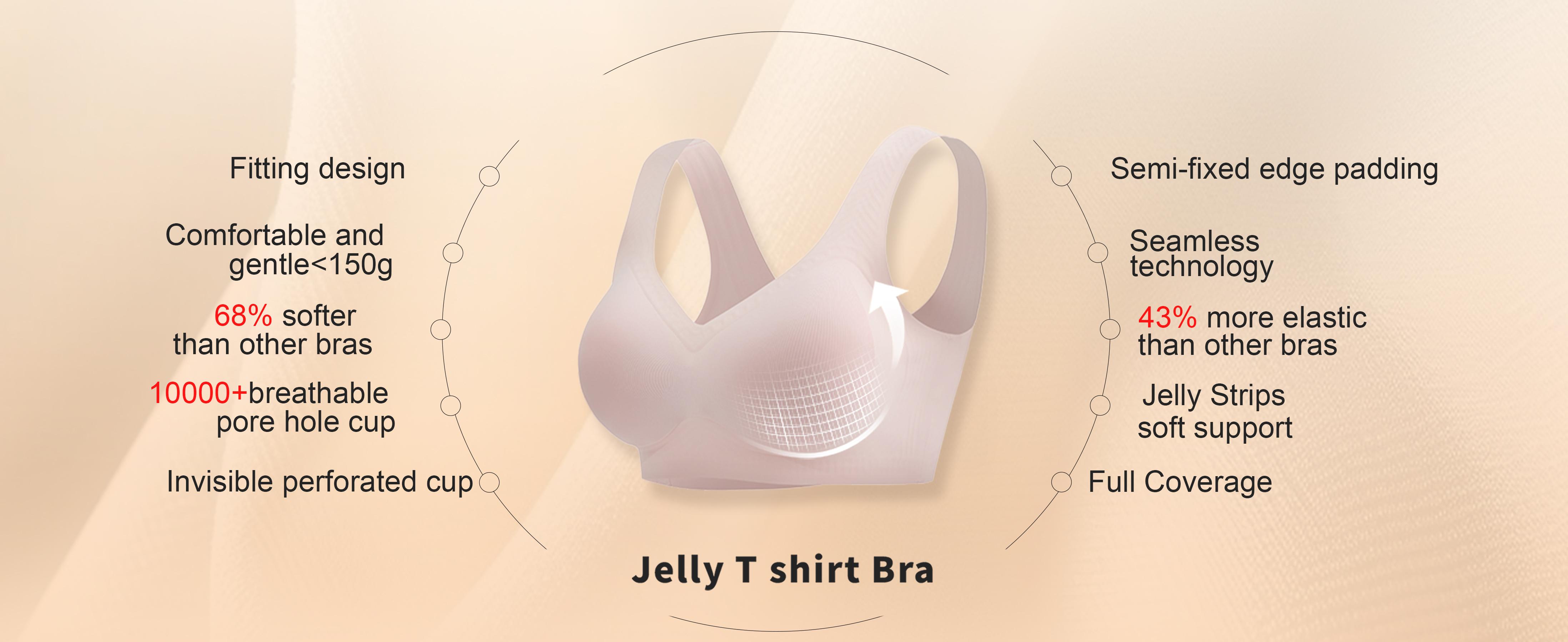 Soft Intention Women's Seamless Wireless Bra Full Coverage Push Up No Underwire Tshirt Comfortable Everyday Plus Size Friendly Jelly