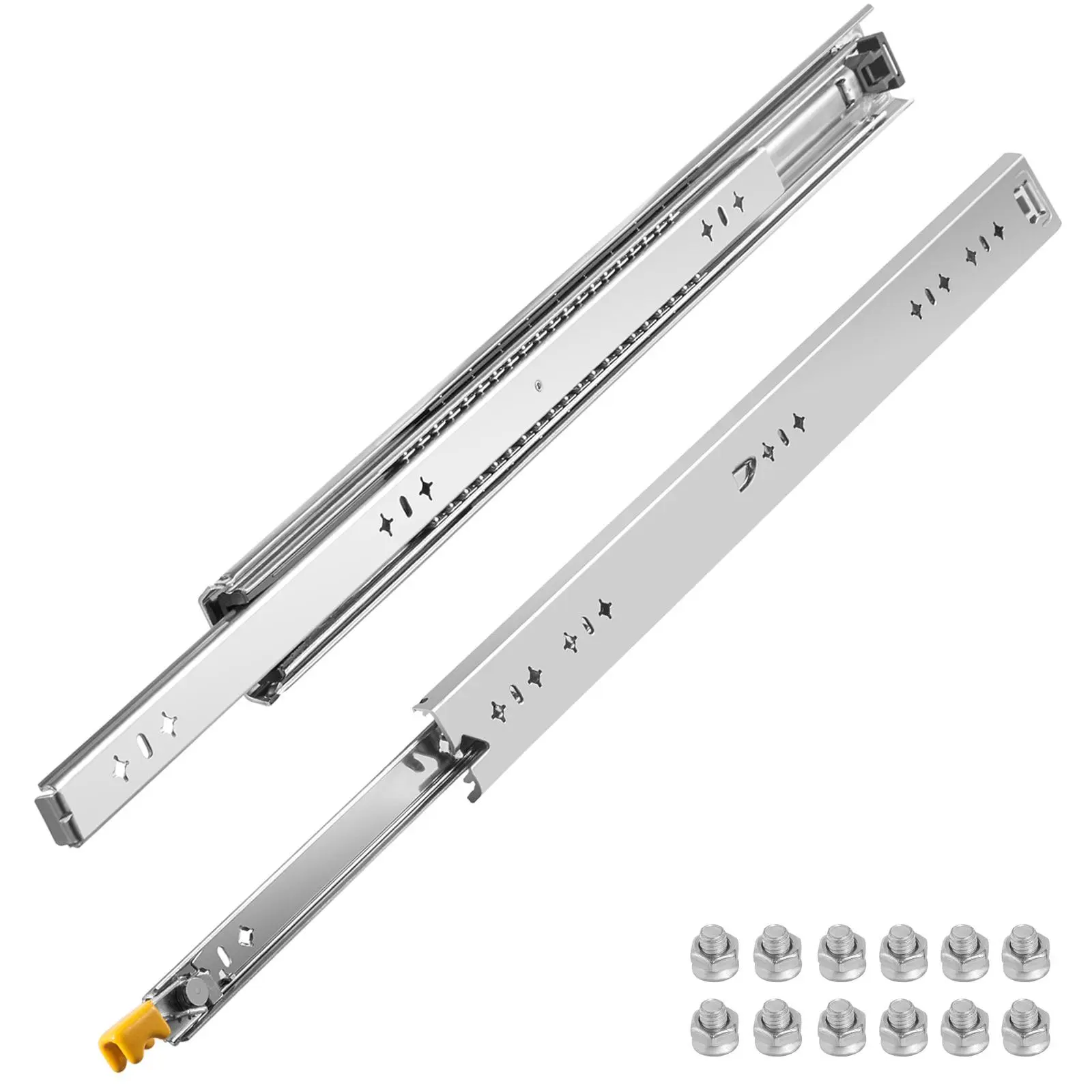 VEVOR Heavy Duty Drawer Slides 2PCS Drawer Slides 30\" Locking Drawer Slides 250LBS Capacity Heavy Duty Slides Three Section Full Extension Drawer Slide Cold-Rolled Steel Industrial Drawer Slides
