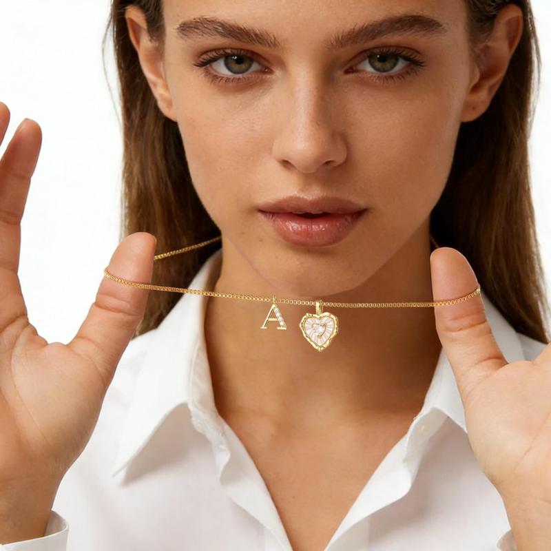 Tewiky 14K Gold Plated Letter Zircon Heart Shape Pendant Necklace for Women Trendy Letter Heart Necklace Valentines Gift Tewiky 14K Gold Plated Letter Zircon Heart Shape Pendant Necklace for Women Trendy Letter Heart Necklace Valentines Gift