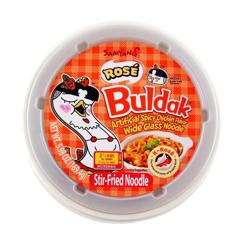 Samyang Korean Rose Cream Spicy Chicken Buldak Wide Glass Noodle 5.98 oz Instant Food Pansit Popular Mukbang Snack Trending Stir-Fried Noodles