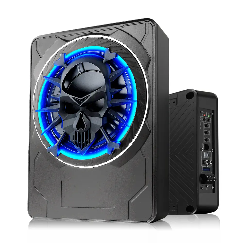 10" 1200W Ultra-thin Subwoofer with Color LED Ambient Light Car Subwoofer and Built-in Amplifier,Enhanced Bass Independent Control, DSP Noise Cancellation,Phase Control, RCA and High Level Inputs,Suitable for Truck/SUV/Jeep,SummerVibes