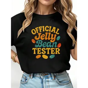 100% Cotton Unisex Official Jelly Bean Tester Funny Easter Basket Candy Lover T-Shirt Casual Fashion Top.
