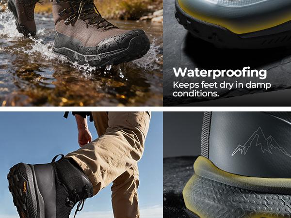 NORTIV 8 Men's Mid Waterproof Hiking Boots TPU Oxford Fabric Upper Mesh Lining Vegan Leather Insole MD Rubber Outsole for Outdoor Adventures