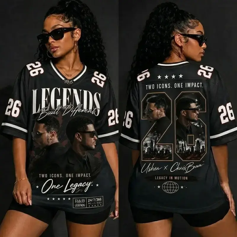26 Legends Raymond & Brown Football Jersey Shirt – R&B Tour Hip Hop Graphic Tee, Unisex Streetwear Fan Gift Top