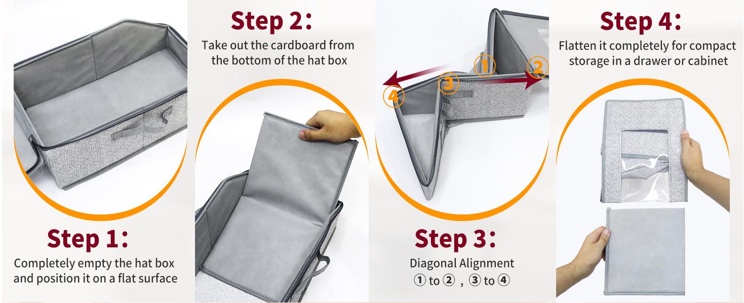 Stackable Hat Storage for Baseball Caps, Dustproof No-Crease Hat Organizer Holds up to 24 Caps, Sturdy Snapback Storage Box Keeps Hats Like New, Grey