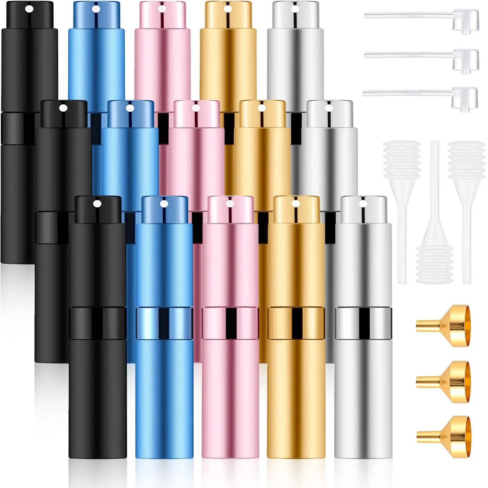 Portable Perfume Atomizer 24pcs Set 8ml Refillable Travel Spray Bottles Multicolor Leak Proof Fine Mist for Women Men Travel Friendly Durable Aluminum Shell