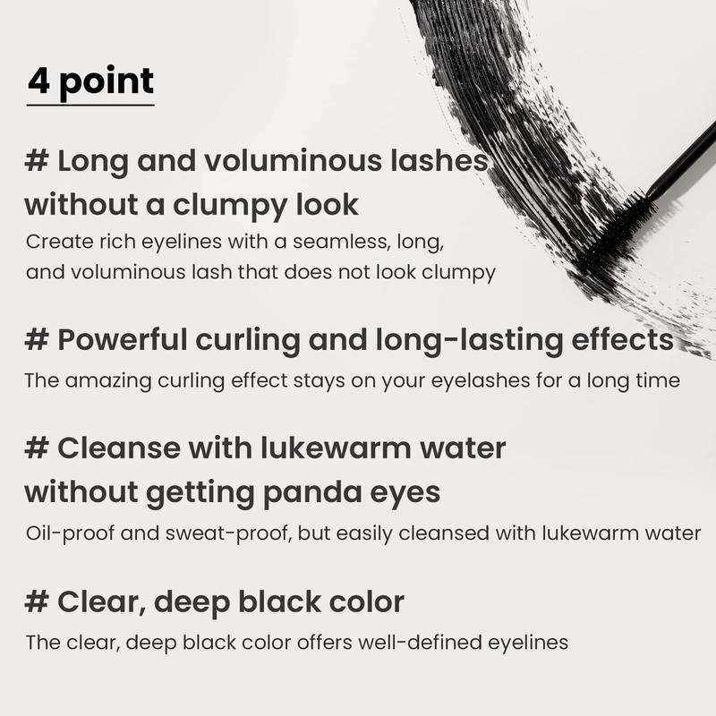 【HEIMISH】 Dailism Smudge stop Mascara curling Black 9g, Waterproof, Smudge-Proof,Curls and Lengthens,Long-lasting makeup,Natural Extension, Thickening Effect,Eye Makeup Cosmetic Eyelash