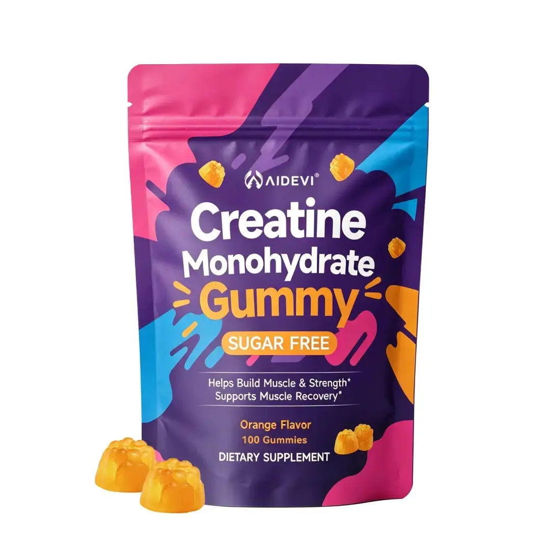 NEW LAUNCH TRIAL PRICE | AIDEVI Creatine Monohydrate Gummies, 100 Count, 340g, Orange Flavor, 4 Gummies Per Serving, 25 Servings, Low Sugar, Chewable Dietary Supplement for Adult Workout & Muscle Support