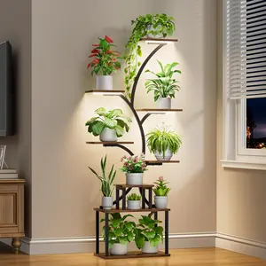 Plant Stand Indoor with Grow Light, 8-Tiered Tall Plant Stands for Indoor Plants Multiple, Metal Plant Shelf Display Rack Holder, Flower Stand for Indoor Plants, Living Room, Garden, Patio POZILAN