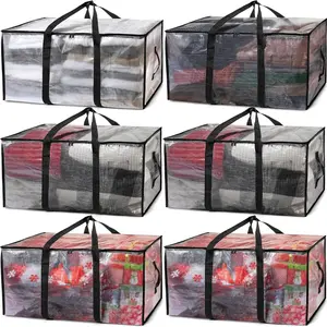 6 Pack Heavy Duty Moving Bags Storage Bins with Lids Large 29x13x14 Hx Dx 86L Capacity Backpack Straps Zippers for College Dorm Organiser Room Drawstring Pouch