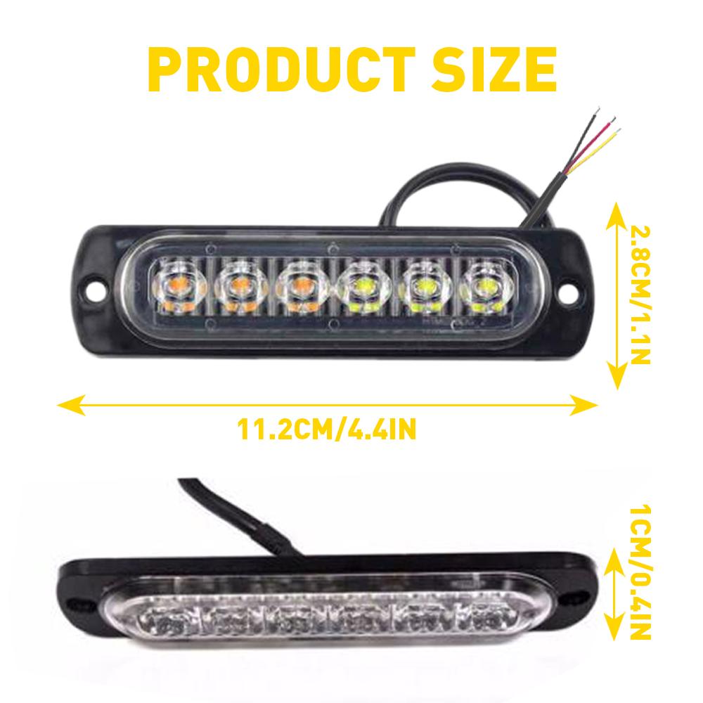 8-Pack 6 LED Amber/White Strobe Lights Vehicles Trucks Emergency Strobe Lights Kit 12V -24V Warning Hazard Flash Strobe Lights Bar Grill Grille Surface Mount Super Bright Waterproof, Amber/White