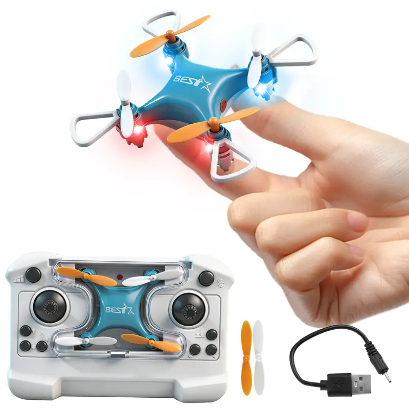 Pocket RC Drone for Beginners, Small Rechargeable Quadcopter with Controller Storage, Altitude Hold, 360° Flips, LED Lights and One-Key Takeoff and Landing