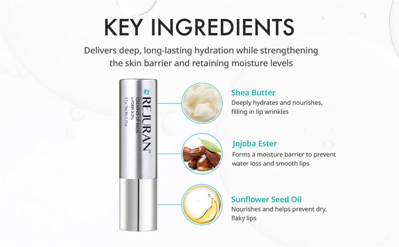 REJURAN Calming Lip Balm, c-PDRN – Deep Moisturizing & Soothing Care for Dry, Chapped Lips with Shea Butter & Jojoba Ester, Non-Sticky Formula & Fragrance-Free, Korean Skincare (3.7g)