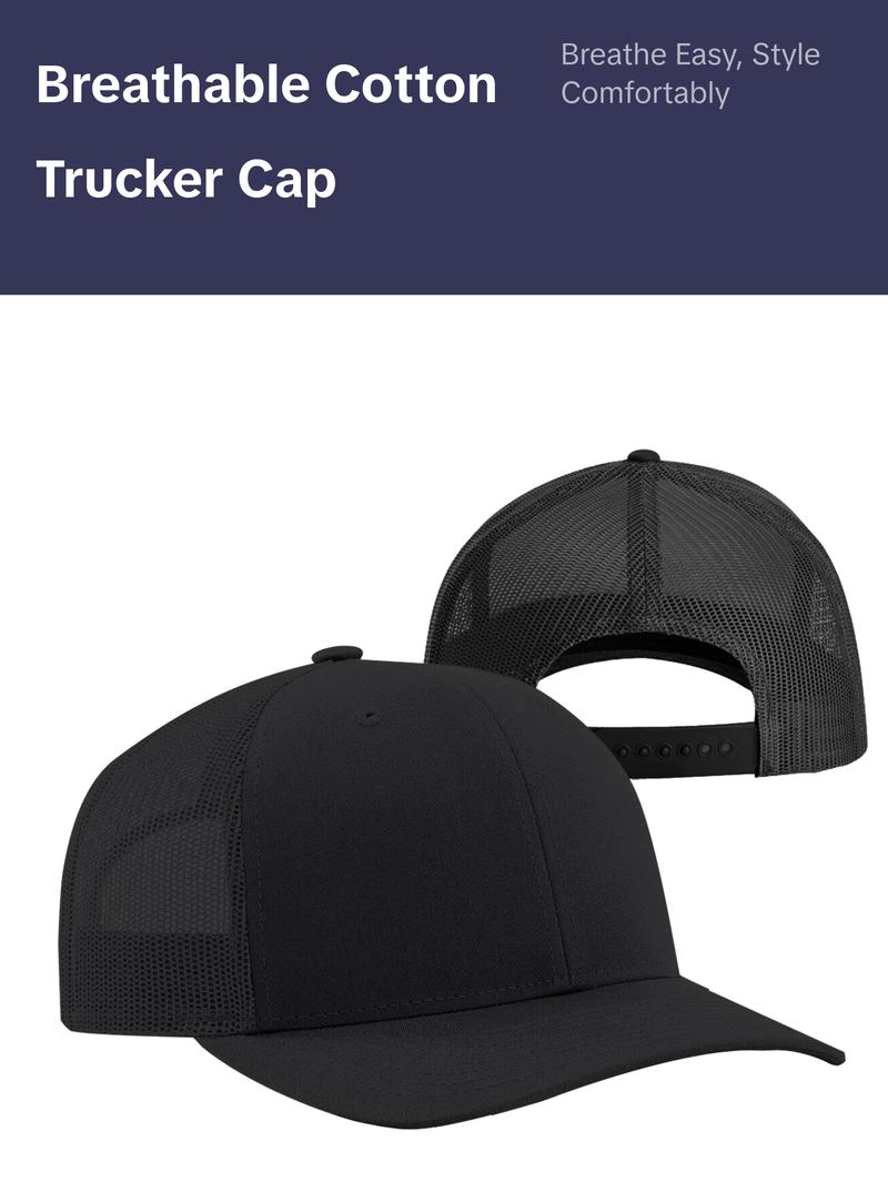 Men Women Plain Cotton Trucker Cap with Breathable Mesh Back Baseball Hats