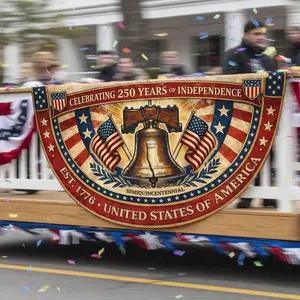 250th Anniversary USA Fan Flag, Semiquincentennial Patriotic Gifts, Liberty Bell Vintage Canvas Decor, July 4th Independence Day 2026 Banner