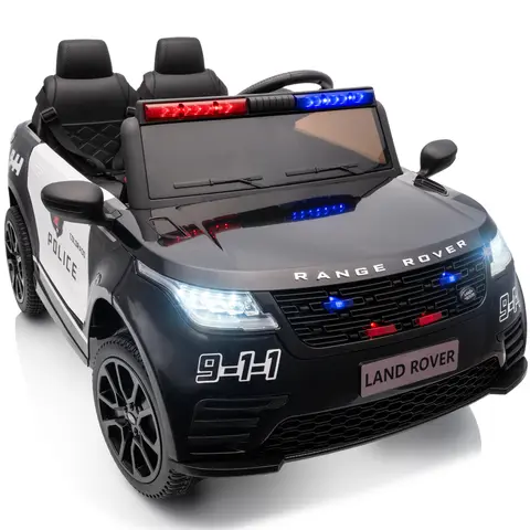 Hikiddo Licensed Land Rover 24V Kids Electric Police Car, 2-Seater Ride on Toy for Boys Girls w/ Megaphone Remote Bluetooth