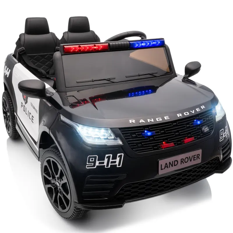Hikiddo Licensed Land Rover 24V Kids Electric Police Car, 2-Seater Ride on Toy for Boys Girls w/ Megaphone Remote Bluetooth