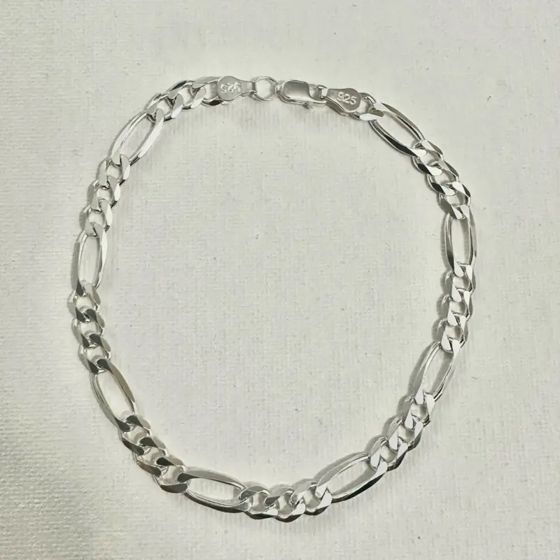 Esclava eslabón fígaro de plata 925 de Italia 10inx6.3mm- Producto #85