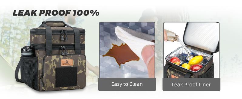 HSHRISH Expandable Large Tactical Lunch Box for Adults Durable Insulated Soft Cooler Bag with Shoulder Strap 20 Can 16 L for Work Outdoor Picnic Trips