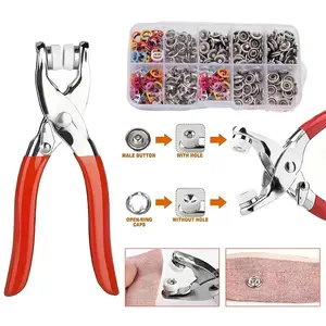 Buttons & Pliers Tool Kit, Including 100pcs Colored Metal Buckle & 1 Count Manual Pressure Pliers Tool, Household Sewing Accessories for DIY Handicrafts, Clothing, Hats & Crafts, Sewing Supplies
