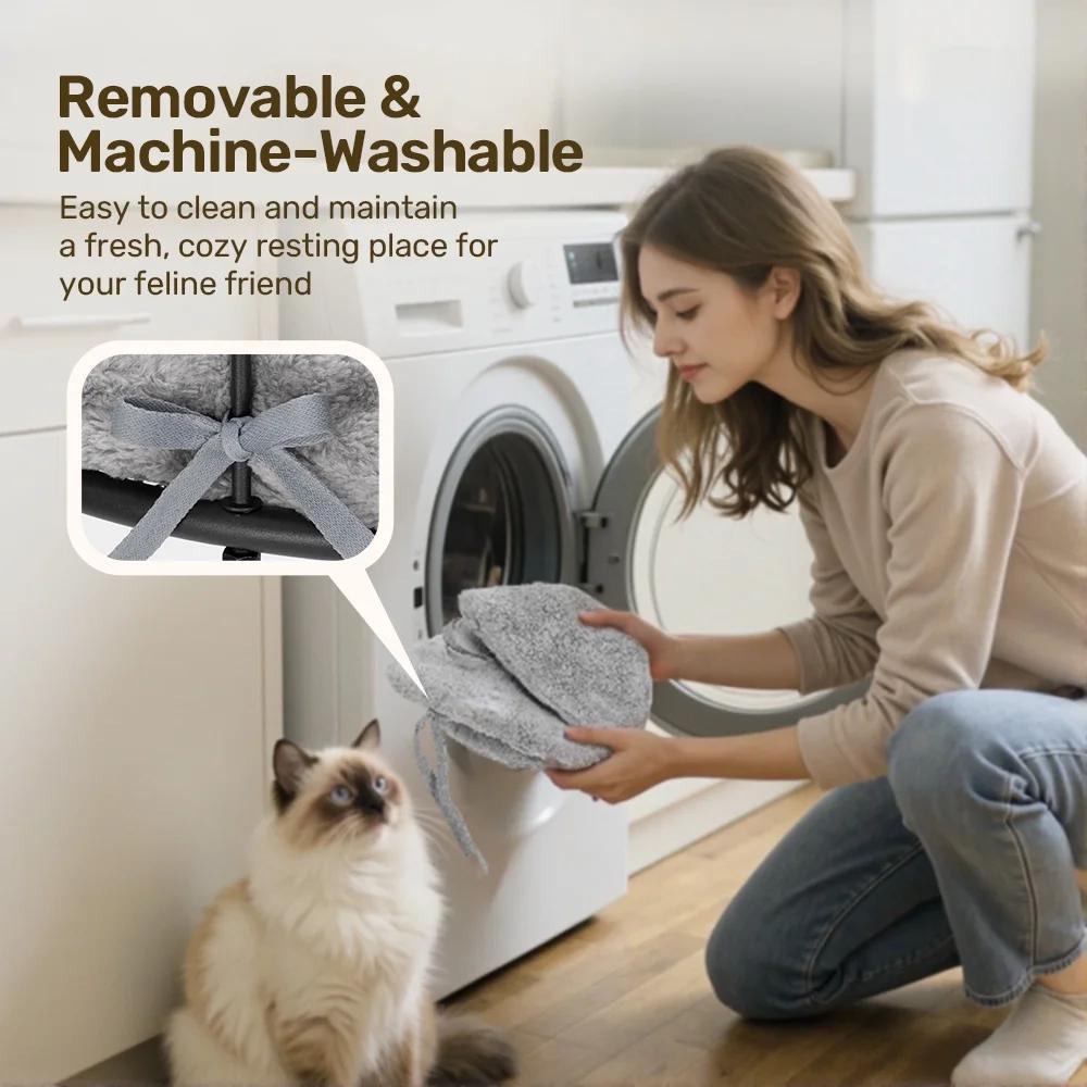 PawGiant Cat Desk Bed, Desk Mounted Perch Attachment, 360°Rotation & Height Adjustable Cat Bed for Desk Holds up to 40lbs, Machine-Washable Plush Cover, Cat Hammock with Washable Cushions, Machine-Washable Plush Cover, for Fun & Comfort Bedding