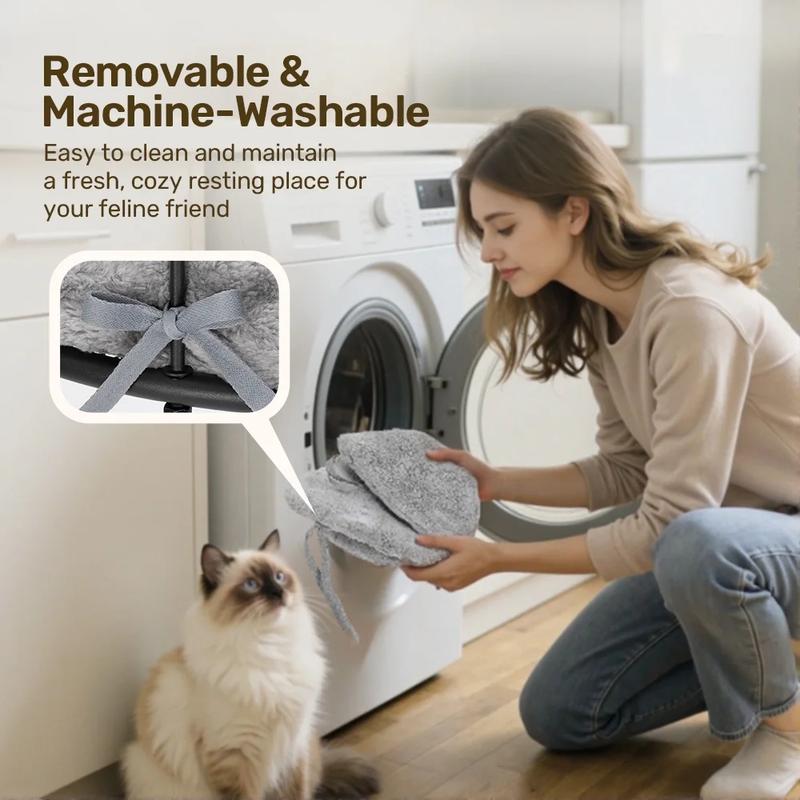 PawGiant Cat Desk Bed, Desk Mounted Perch Attachment, 360°Rotation & Height Adjustable Cat Bed for Desk Holds up to 40lbs, Machine-Washable Plush Cover, Cat Hammock with Washable Cushions, Machine-Washable Plush Cover, for Fun & Comfort Bedding