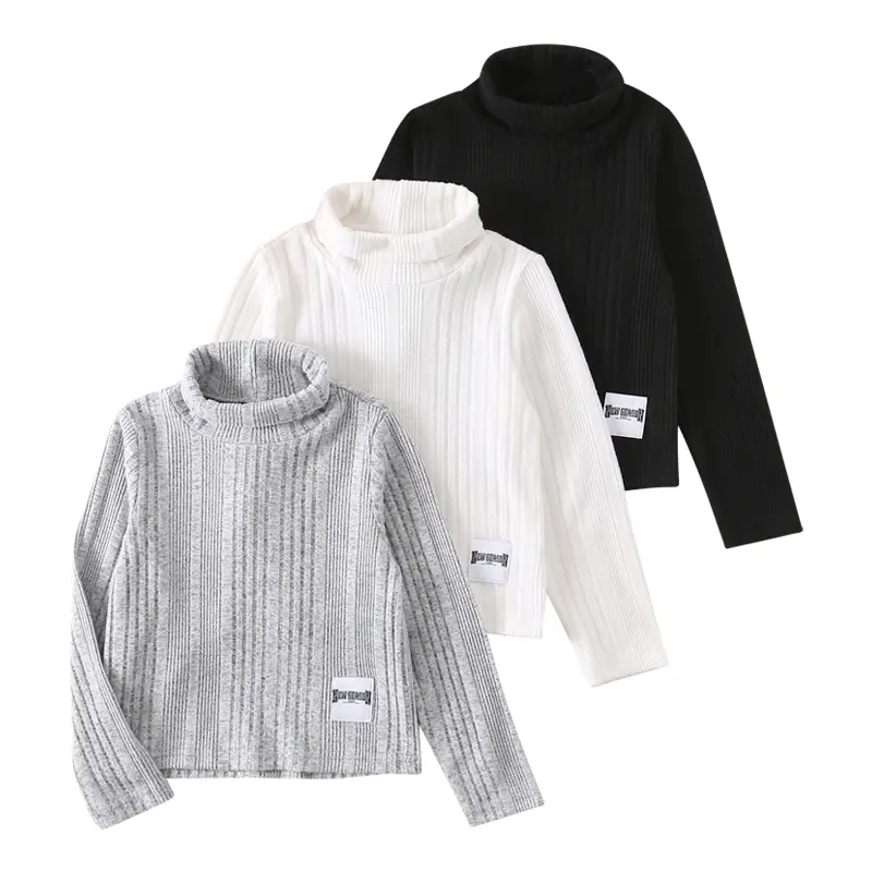 #backtoschool Girl's Ribbed Knit Turtleneck Long Sleeve Pullover Sweater, Polyester Fiber Medium Length Cute Look Hot Top, Fall Winter Clothes for 4-12Y (Incl. 11-12Y), Breathable