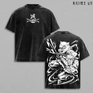 Demon Slayer Infinity Castle Tee – Inosuke Hashibira, Vintage Washed Shirt, Oversized Anime Graphic T-Shirt, Unisex Streetwear, Gift for Anime Fans, Samurai Manga Merch men  clothing