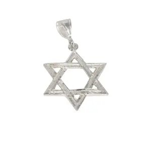925 Sterling Silver Star of David Nugget Pendant Necklace – Unisex, All Ages, Made in Italy MST