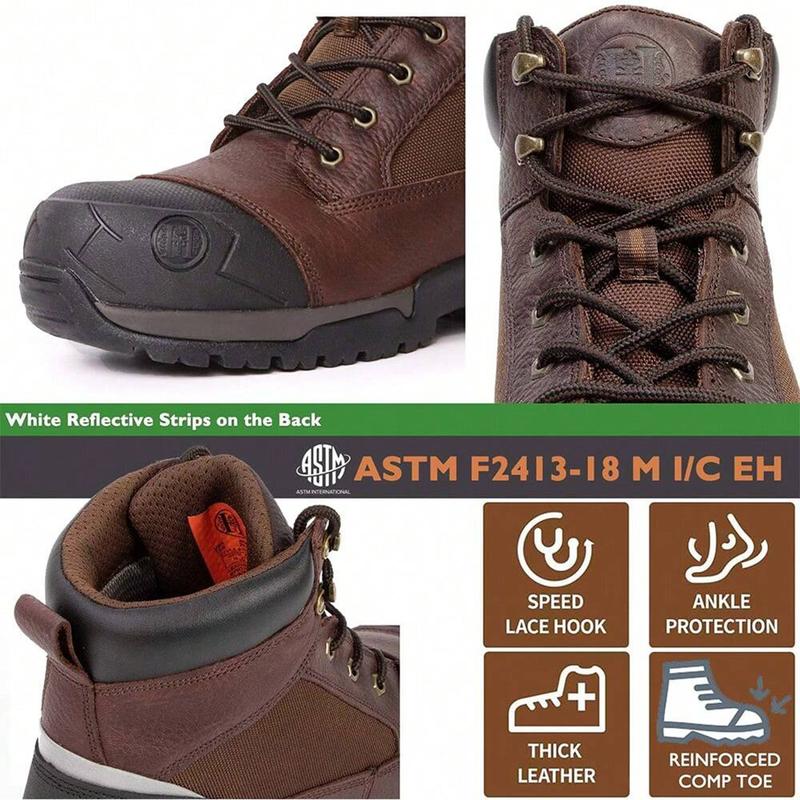 Men's Work Boots 6" Composite Toe / Soft Toe Electrical Hazard Protection | Durable | Comfortable