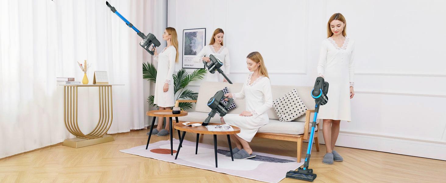 [FebFaves] Devoac N300 Cordless Vacuum, 8-in-1 Rechargeable Stick Vacuum, Lightweight and Designed for Everyday Home Cleaning, with up to 20kPa Suction and up to 40 Minutes of Runtime, for Hardwood Floors, Carpets, Tiles, cars, and Pet Hair