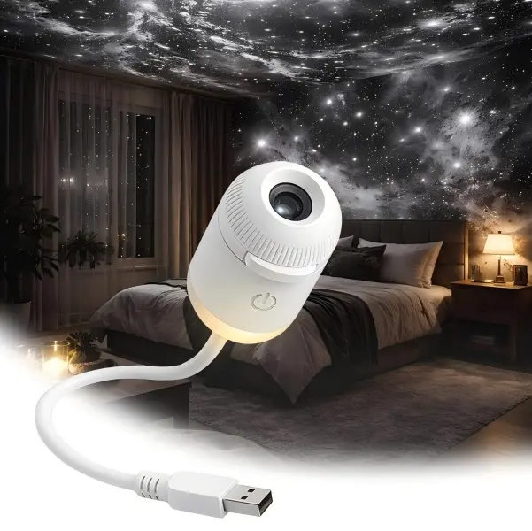 2-in-1 Galaxy Projector Night Light with 12 HD Projection Slides, 360° Rotatable Starry Sky Projector, Adjustable Brightness USB Powered Mini LED Projection Lamp for Bedroom, Car Decor, Gift for Kids and Adults