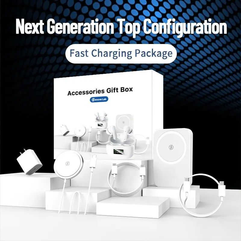 ArtCyber 6-in-1 Electronic Charging Kit for Smartphones & Mobile Devices - Magnetic Power Bank, Wireless Charger, Type-C Fast Charging Cable, Adapter, Headset Audio Support, Compact Fast Charging Solution for Phones Chargers & Batteries, Smartphone, Cellp