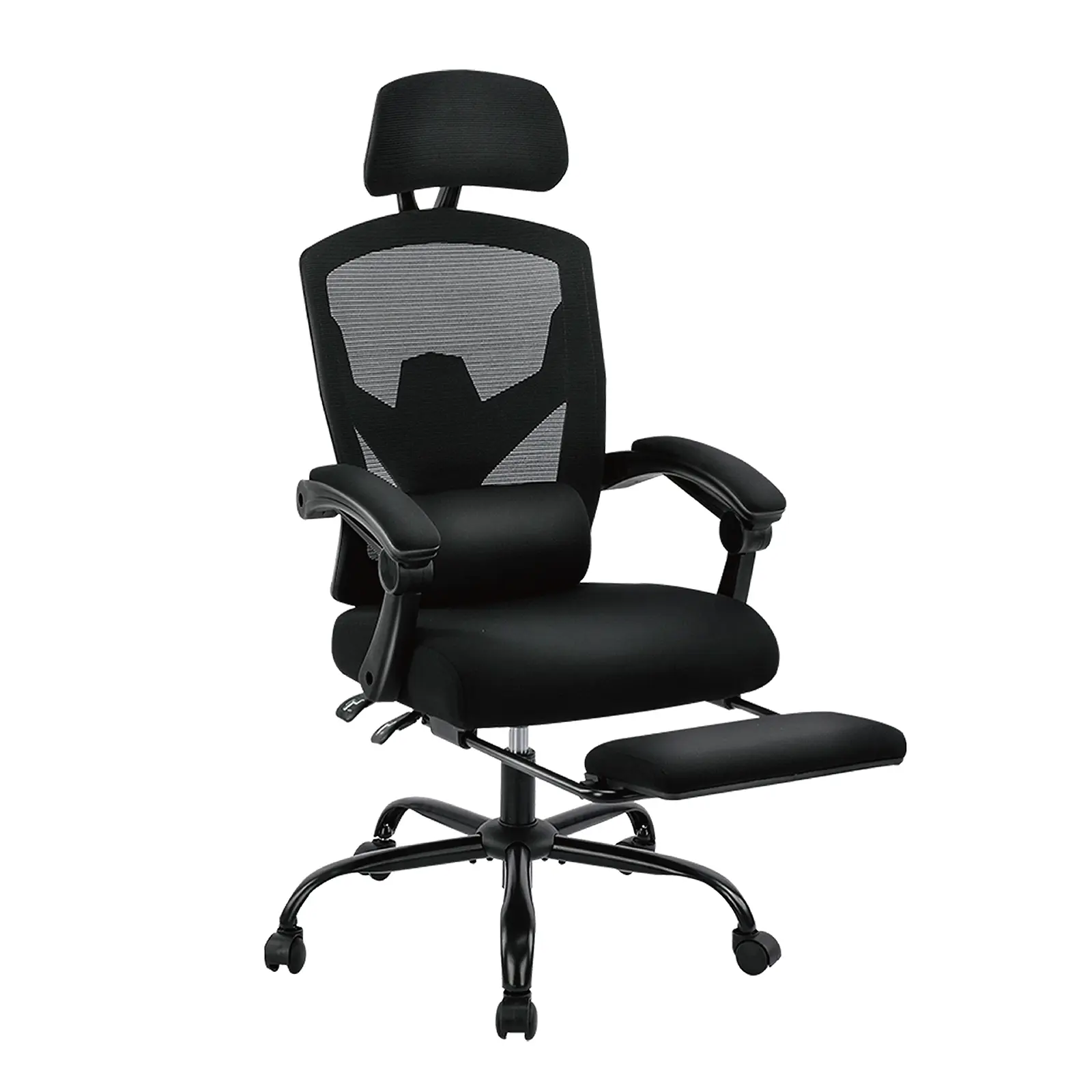Height Adjustable High Back Ergonomic Office Chair with Lumbar Pillow & Retractable Footrest,  Padded Armrests and Adjustable Headrest