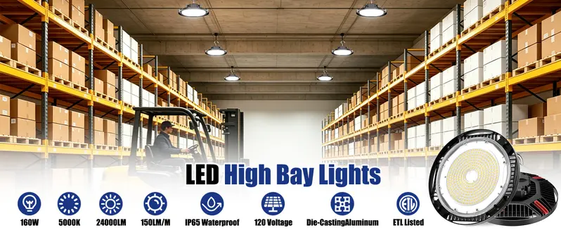 Super Bright LED UFO High Bay Light - 24000LM, 5000K Daylight, 160W, 700W MH/HPS Equivalent, 50000 Hours, IP65 Durable Waterproof Light, Water Resistant Aluminum Outdoor Fixture with US Plug & 6 ft Cord for Warehouse, Shop Super Bright LED UFO High Bay Light - 24000LM, 5000K Daylight, 160W, 700W MH/HPS Equivalent, 50000 Hours, IP65 Durable Waterproof Light, Water Resistant Aluminum Outdoor Fixture with US Plug & 6 ft Cord for Warehouse, Shop