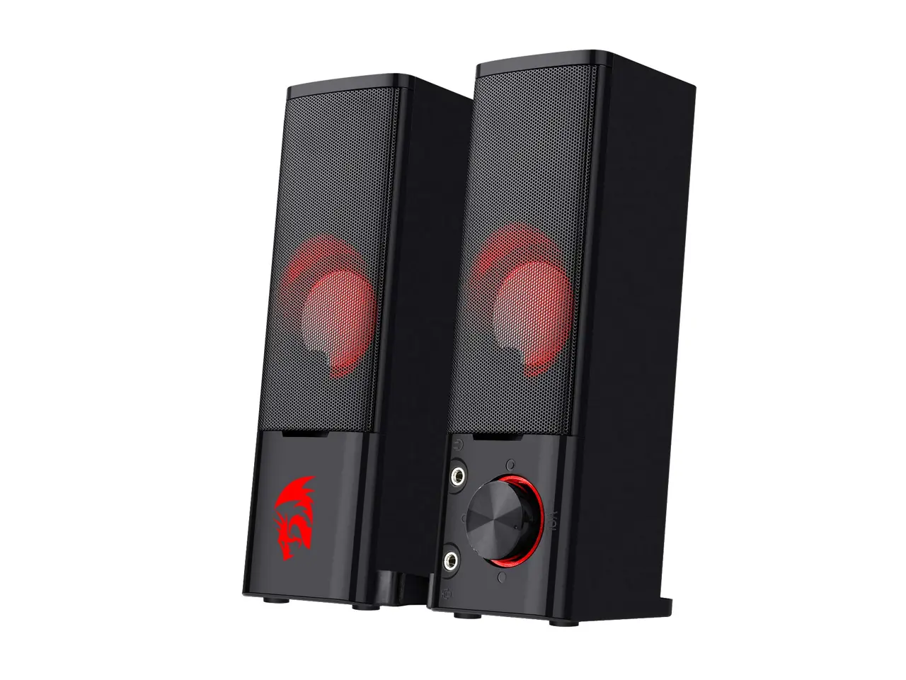 Redragon GS550 Orpheus PC Gaming Speakers, 2.0 Channel Stereo Desktop Computer Sound Bar with Compact Maneuverable Size, Headphone Jack, Quality Bass and Decent Red Backlit, USB Powered w/ 3.5mm Cable