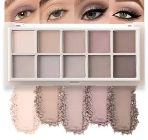 10 Color Matte Neutral Eyeshadow Palette - Neutral Taupe & Grey Brown Shades, Blendable Long-Lasting, Vegan Cruelty-Free Natural Nude Eye Shadow Palette for Women, Professional Makeup Looks