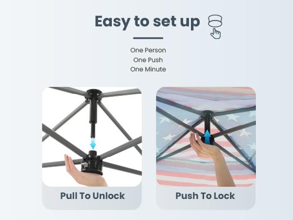 [One-Button Push] PHIVILLA 10x10ft Pop Up Canopy – One-Person Instant Setup Gazebo with Vented Roof & Side Storage Pocket for Backyard, Beach, Camping & Events