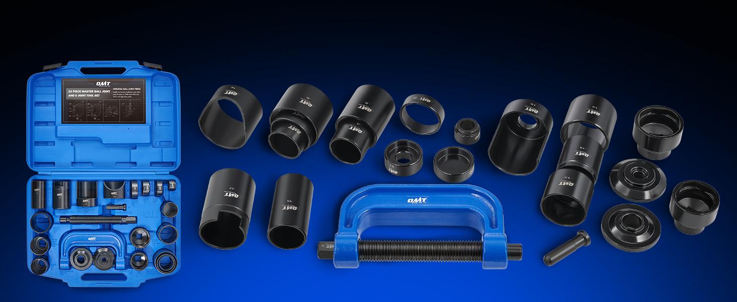 Orion Motor Tech Heavy-Duty Master Ball Joint Press Kit, 23pc Blue/Black Ball Joint Press & U Joint Removal Kit with Sockets and Universal Adapters, Heavy Duty Ball Joint Tool Set, , Limited Time Deal, tool box Orion Motor Tech Heavy-Duty Master Ball Joint Press Kit, 23pc Blue/Black Ball Joint Press & U Joint Removal Kit with Sockets and Universal Adapters, Heavy Duty Ball Joint Tool Set, , Limited Time Deal, tool box